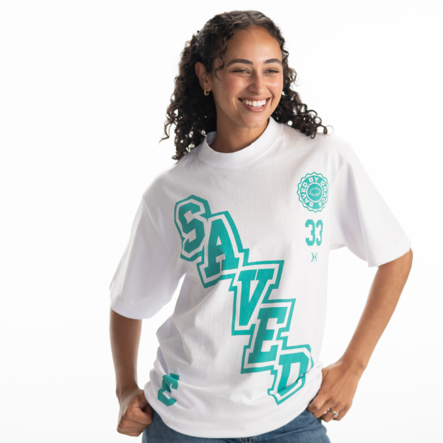 Saved 33 White Unisex T-Shirt - Image 3