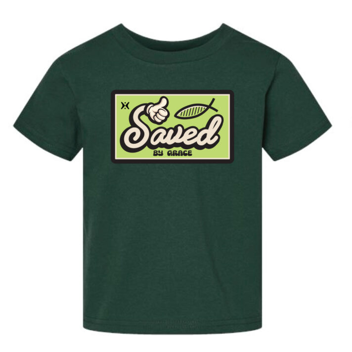 Harvest Crusade Saved by Grace Green Youth Shirt